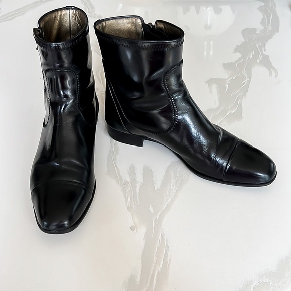 Lanvin Black Leather Chelsea Boots Womens Sz EU 39.5